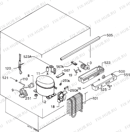 Взрыв-схема холодильника Privileg 007374 2 - Схема узла Cooling system 017